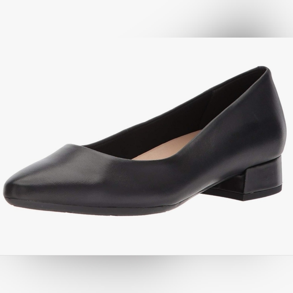 EasySpirit CALDISE Pump Black Leather PointedToe SlipOn BlockHeel Size 8 1/2 NIB - Picture 2 of 16